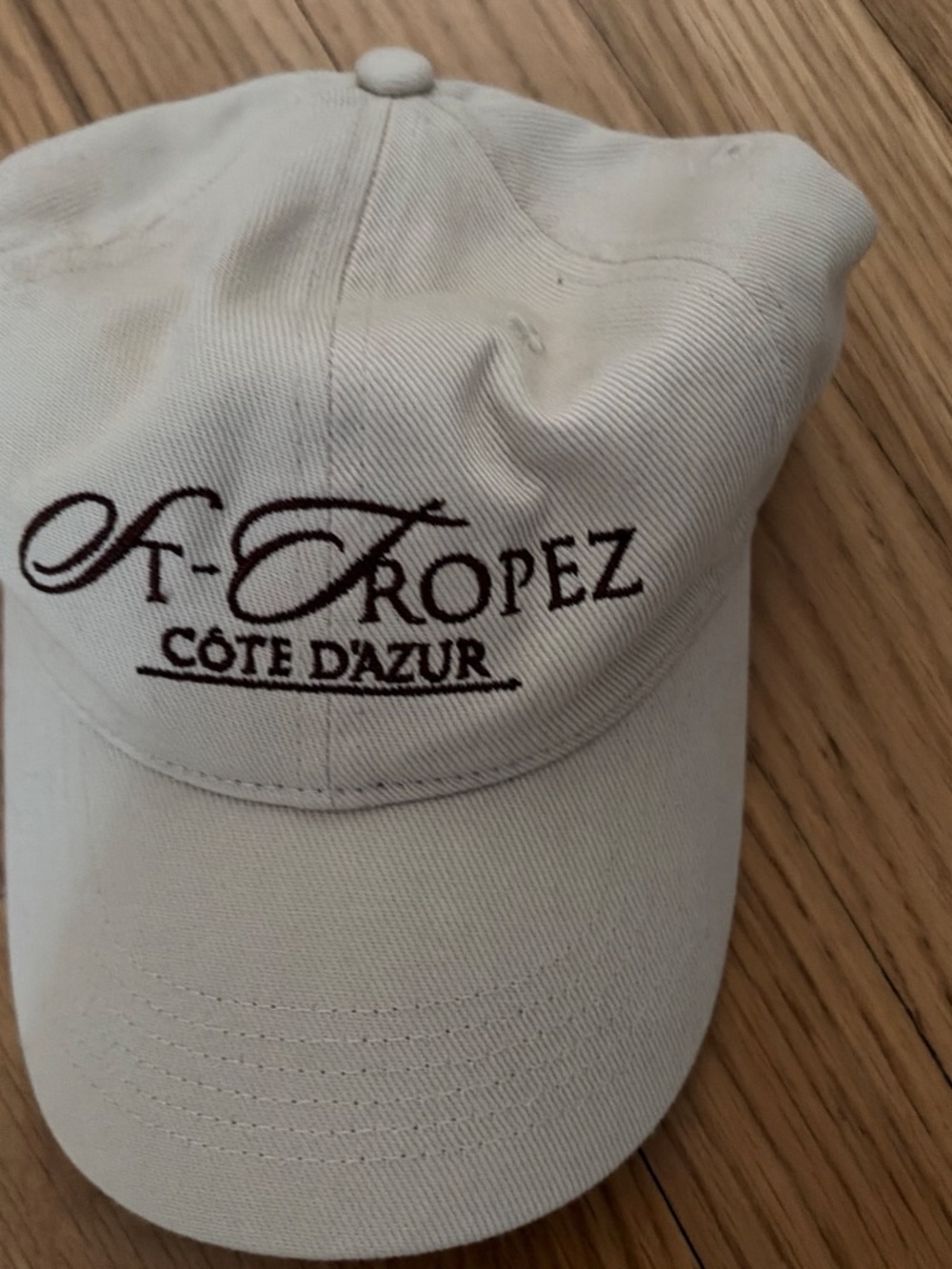 St. Tropez Cream Baseball Cap with Dark Brown Embroidery